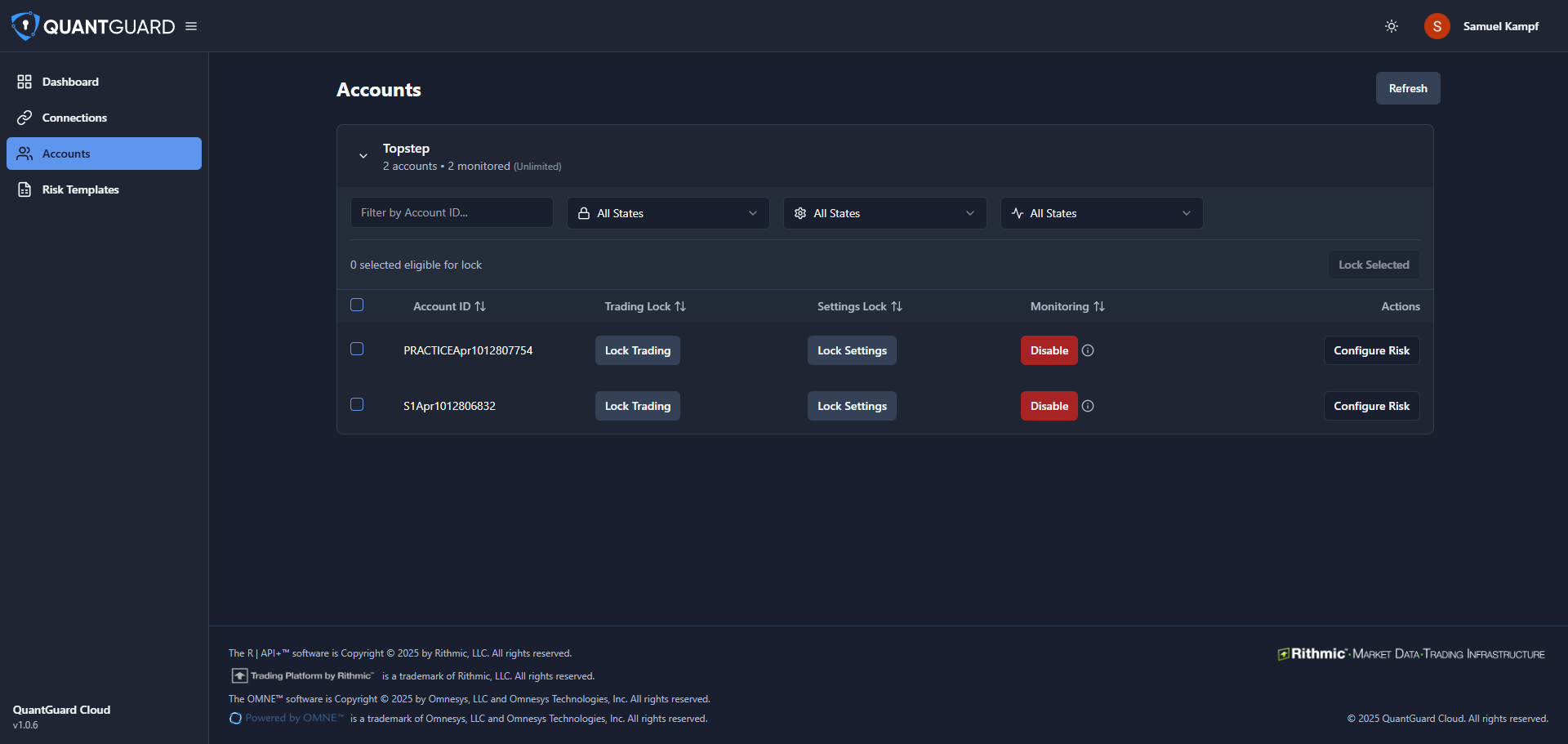 Screenshot showing Multi-Account Management